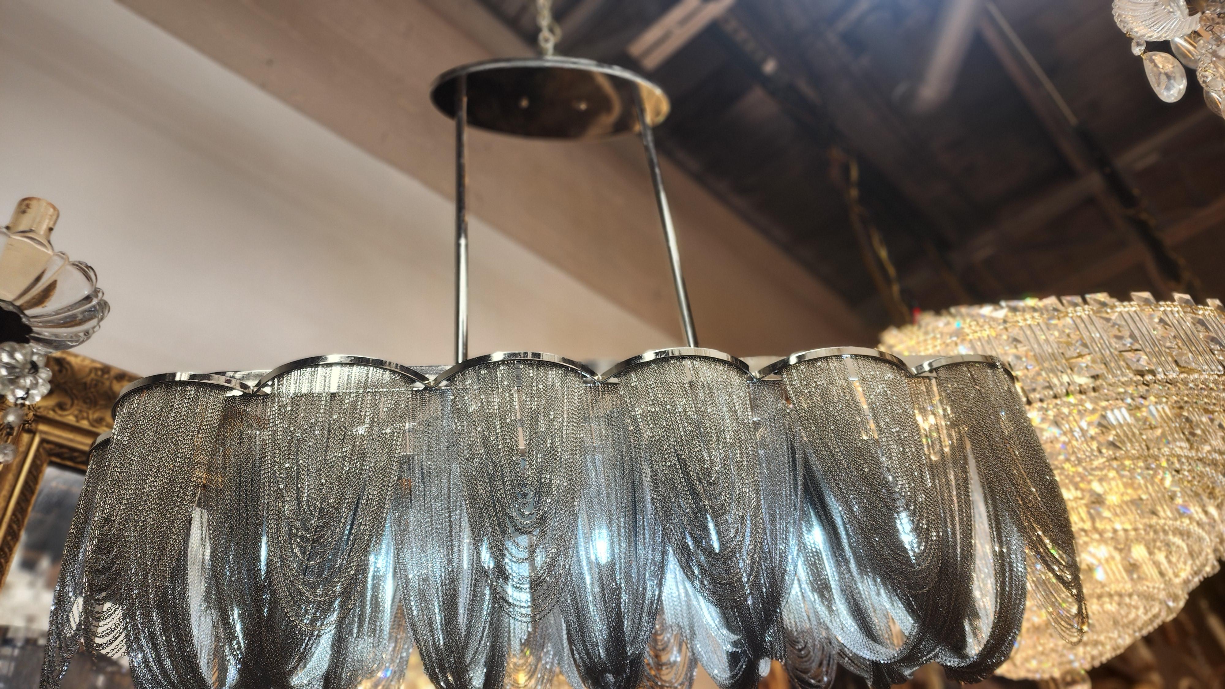 North American Modern Chain Link Chandelier For Sale