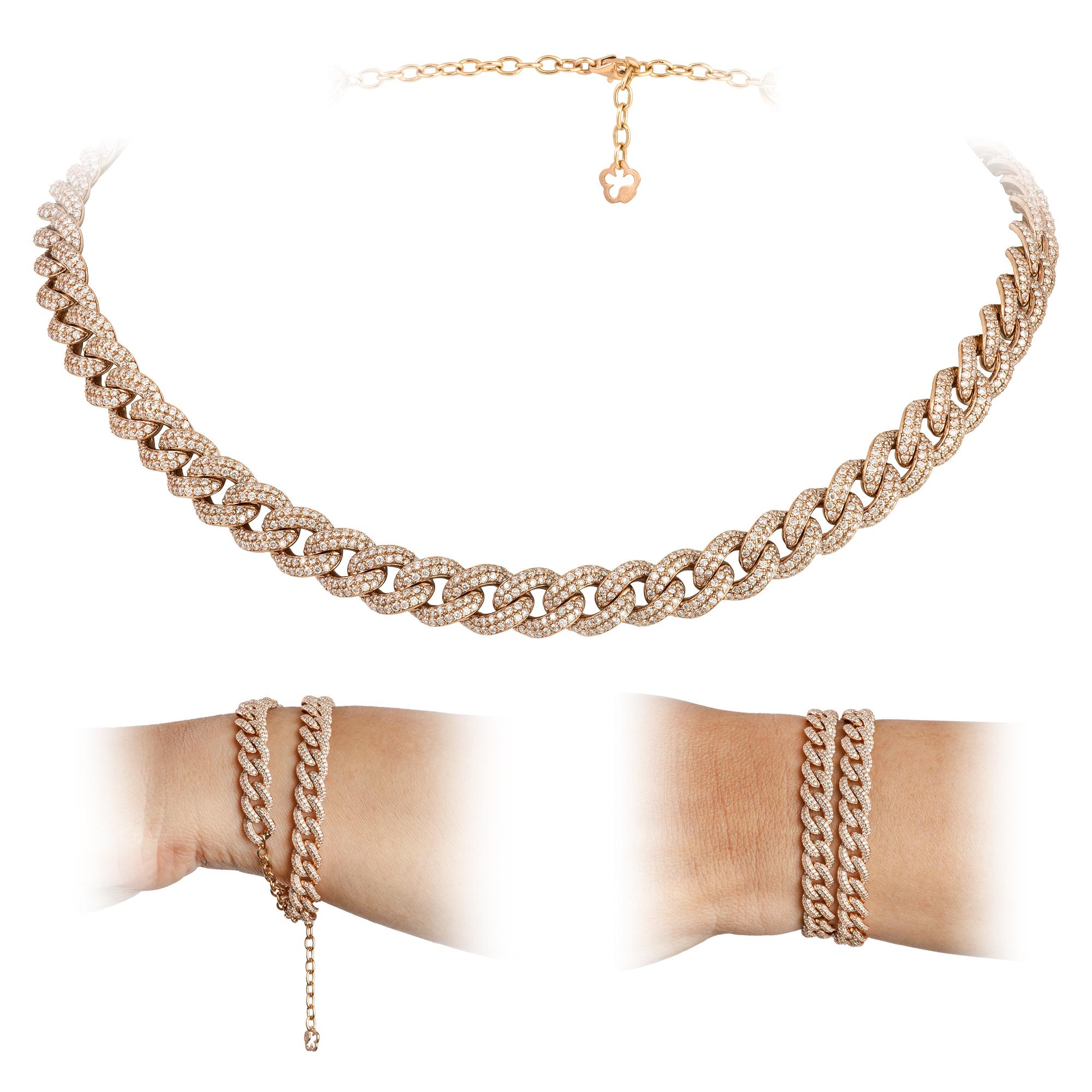 Modern Chain Yellow Gold 18K Necklace Diamond for Her In New Condition For Sale In Montreux, CH