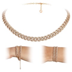 Moderne Kette Gelbgold 18K Halskette Diamant für Sie