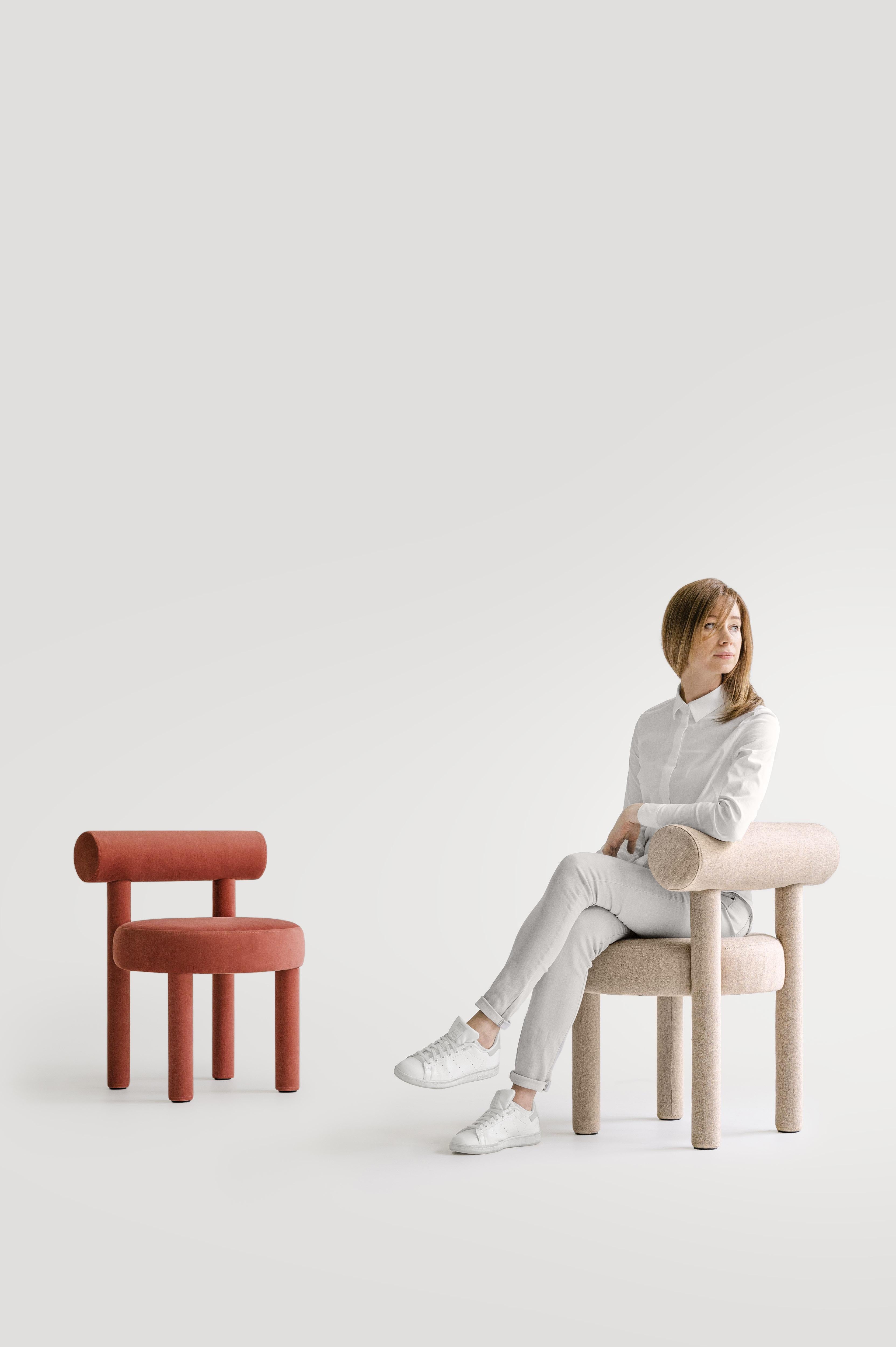 Ukrainian Modern Chair Gropius CS1 in Velvet Fabric by Noom For Sale