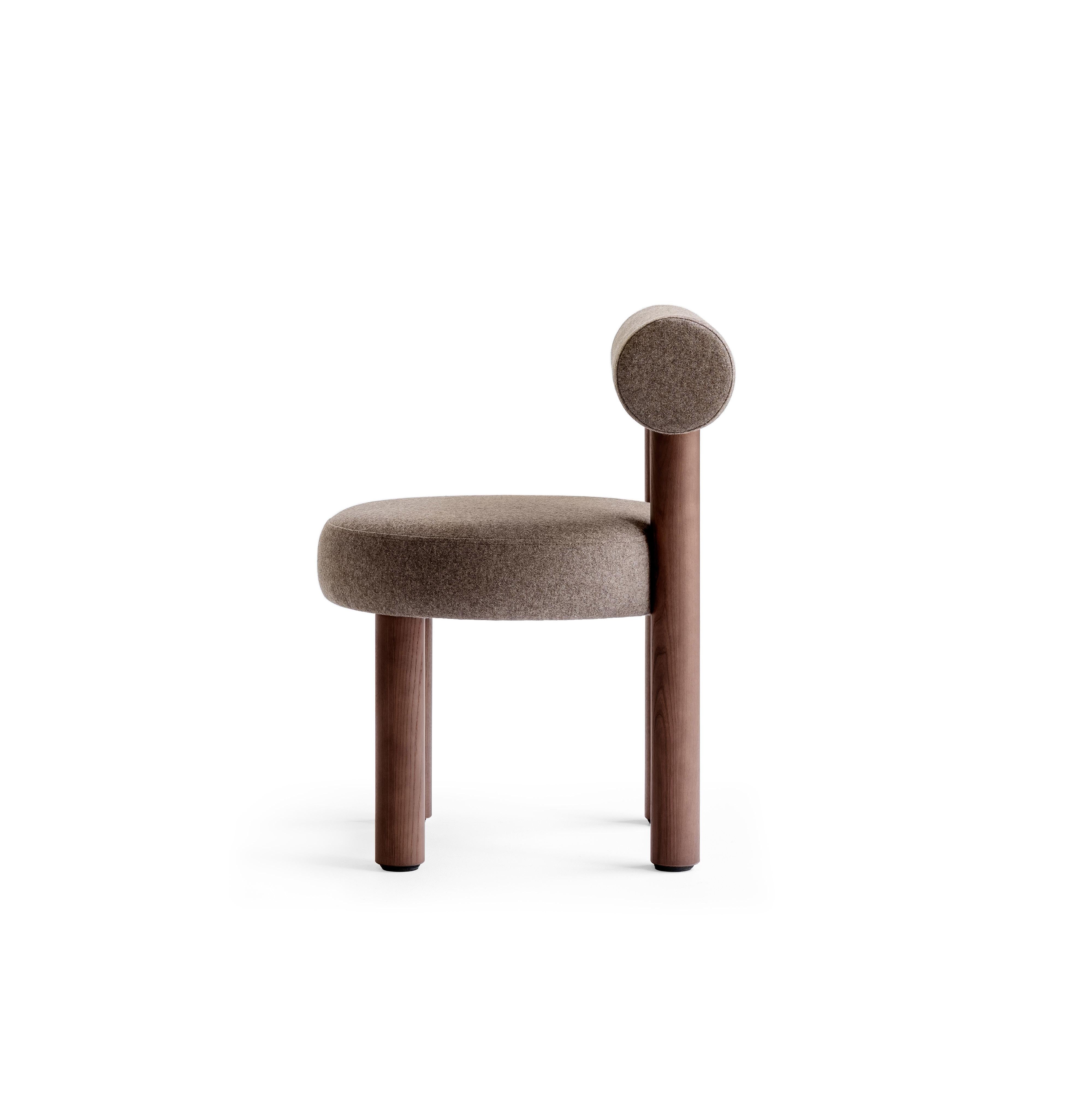 Contemporary Modern Dining Chair Gropius CS2 in Wool Fabric with Wooden Legs by Noom