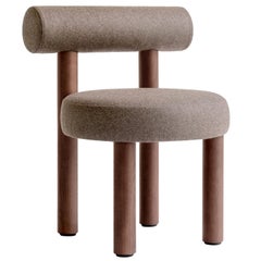 Modern Chair Gropius CS2 in Wool Fabric with Wooden Legs by Noom