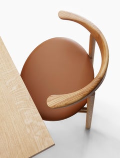 Silla moderna «LINEA RMT3» de Rudi Merz, fresno/cuero Elmosoft 33004 Cognac