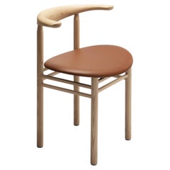Silla moderna «LINEA RMT3» de Rudi Merz, fresno/cuero Elmosoft 33004 Cognac