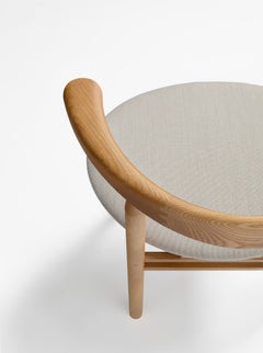 Modern Chair 'LINEA RMT3' by Rudi Merz, Ash-Oak colored/Fabric Steelcut Trio