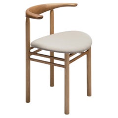 Modern Chair 'LINEA RMT3' by Rudi Merz, Ash-Oak colored/Fabric Steelcut Trio
