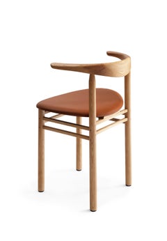 Modern Chair 'LINEA RMT3' by Rudi Merz, Ash-Oak colored/ L.Elmosoft 33004 Cognac