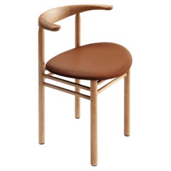 Modern Chair 'LINEA RMT3' by Rudi Merz, Ash-Oak colored/ L.Elmosoft 33004 Cognac