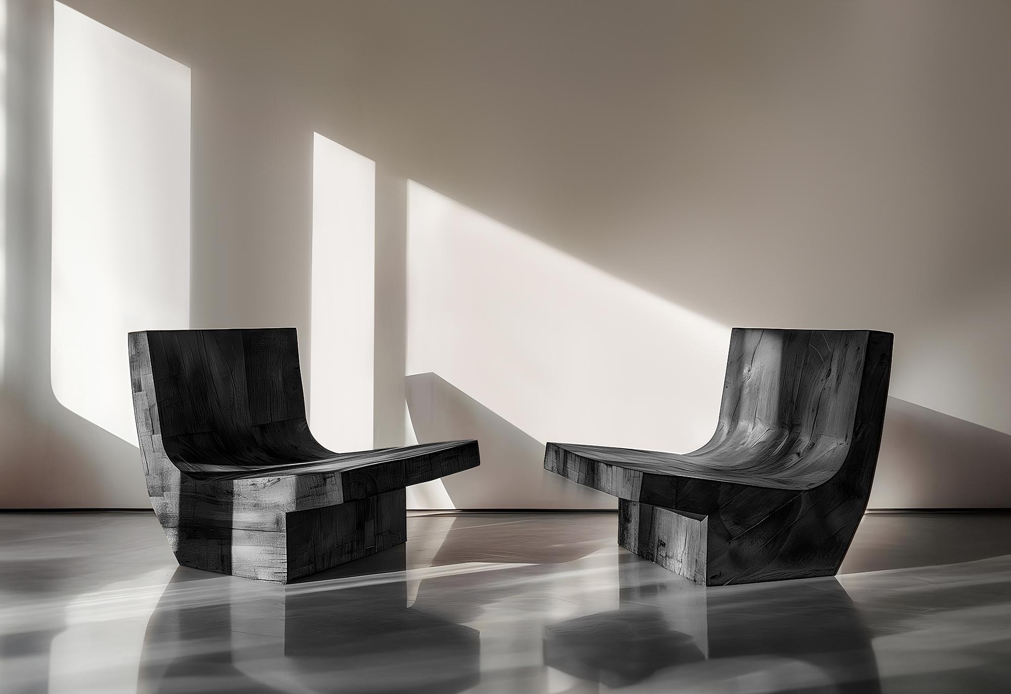 Moderner Stuhl aus massiver Eiche in skulpturaler Form, gedeckt, Joel Escalona N01 im Angebot 2