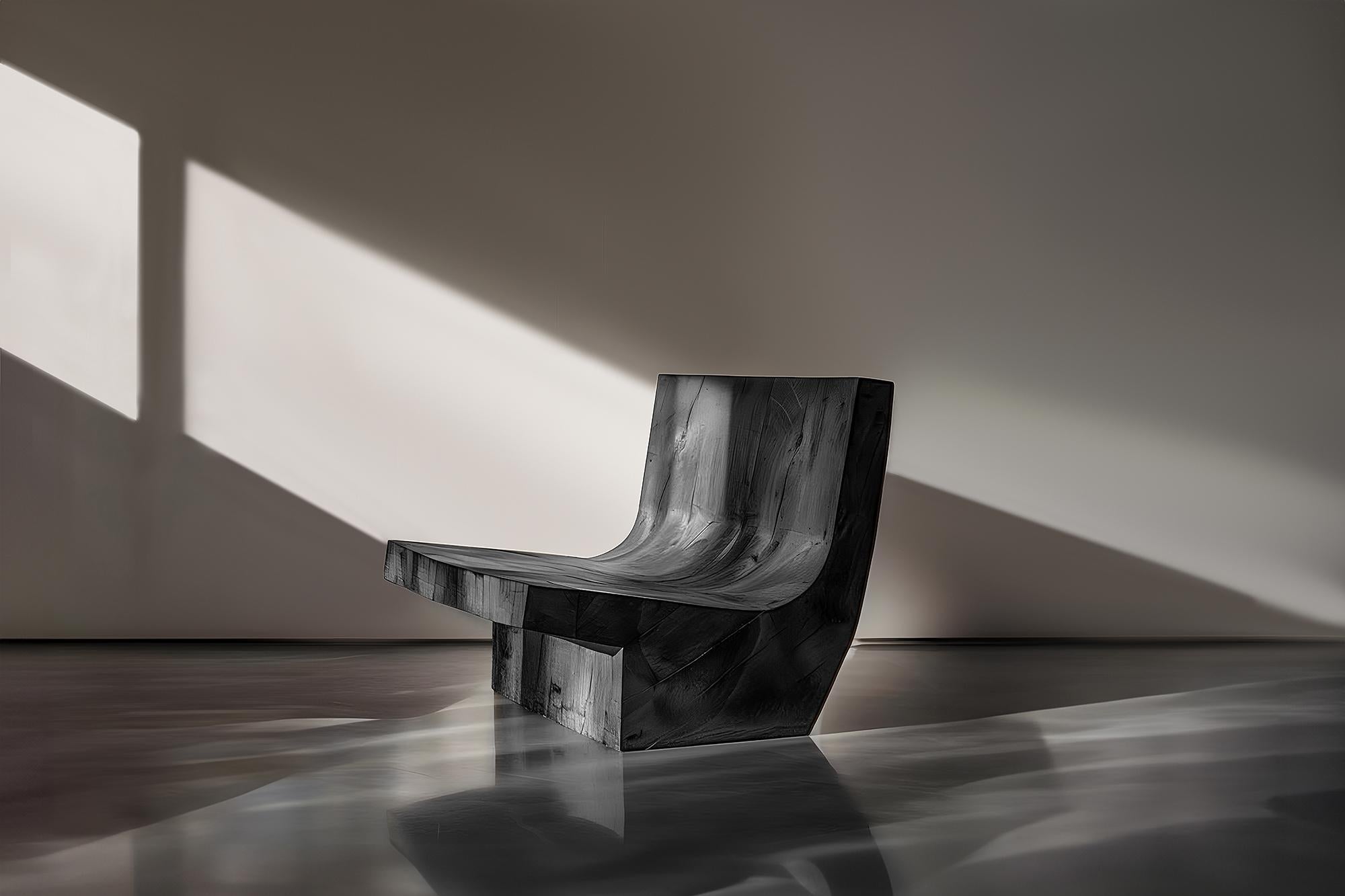 Moderner Stuhl aus massiver Eiche in skulpturaler Form, gedeckt, Joel Escalona N01 im Angebot 3