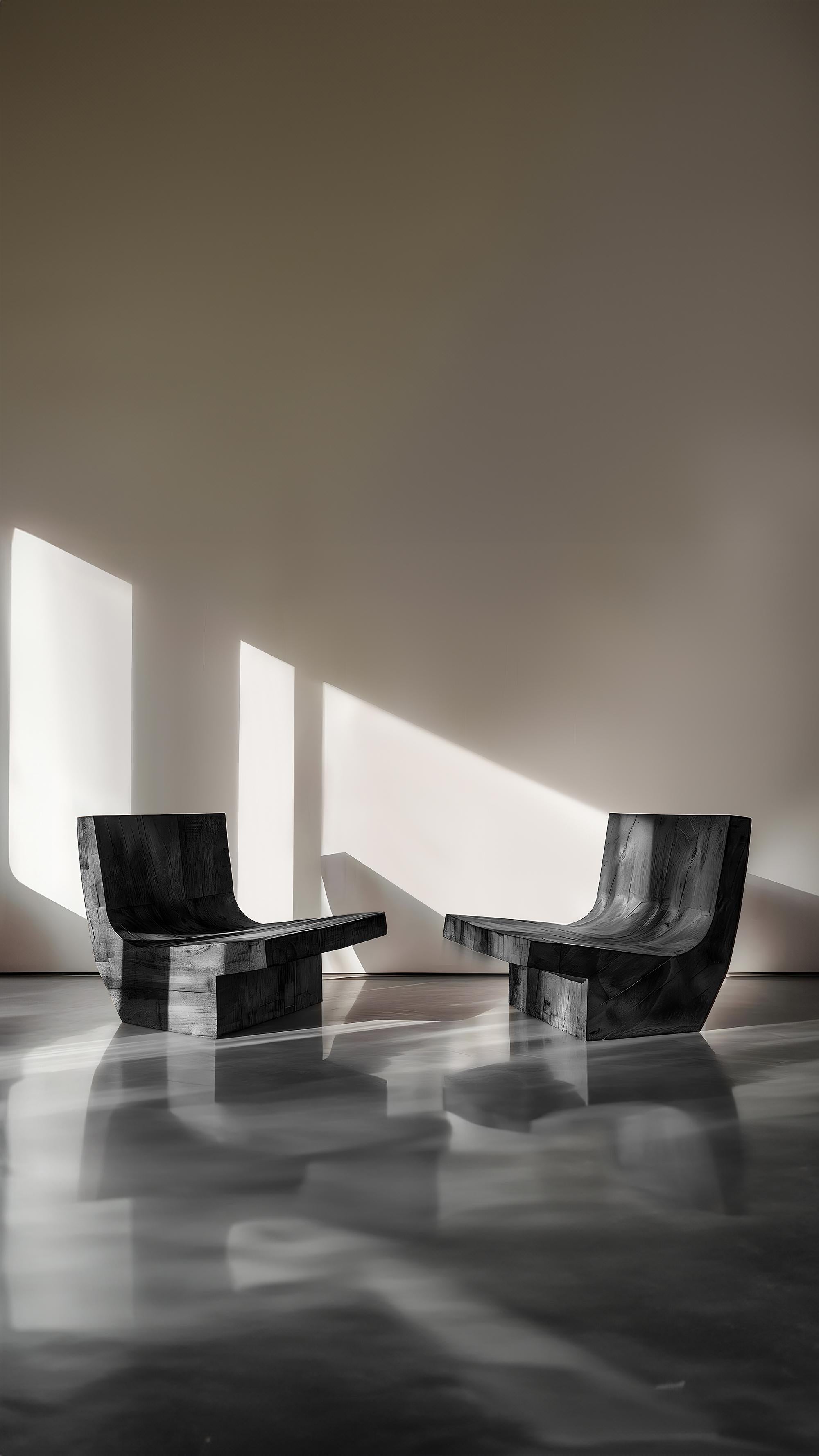 Moderner Stuhl aus massiver Eiche in skulpturaler Form, gedeckt, Joel Escalona N01 im Angebot 5
