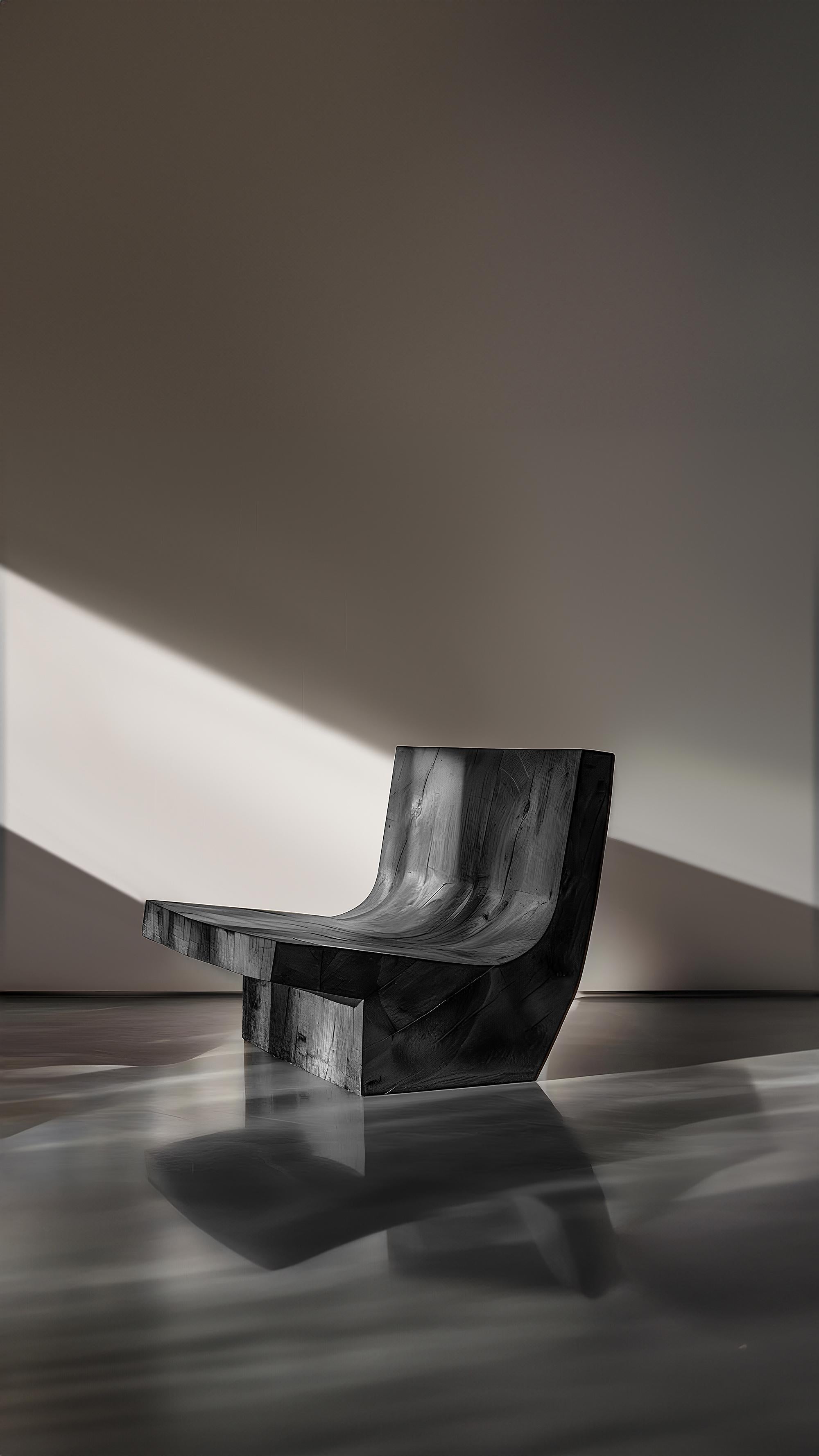 Moderner Stuhl aus massiver Eiche in skulpturaler Form, gedeckt, Joel Escalona N01 im Angebot 6