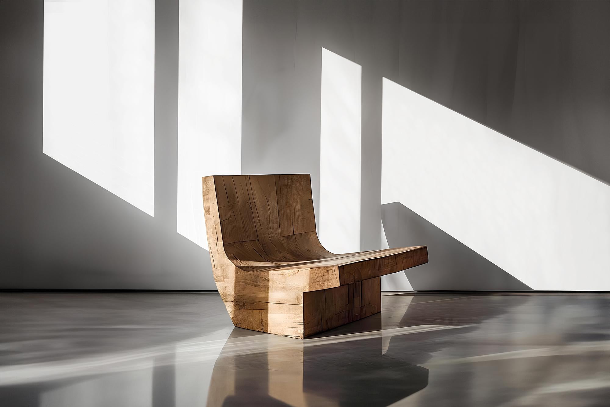 Brutalist Modern Chair Solid Oak Sculptural Form Muted by Joel Escalona N01 For Sale