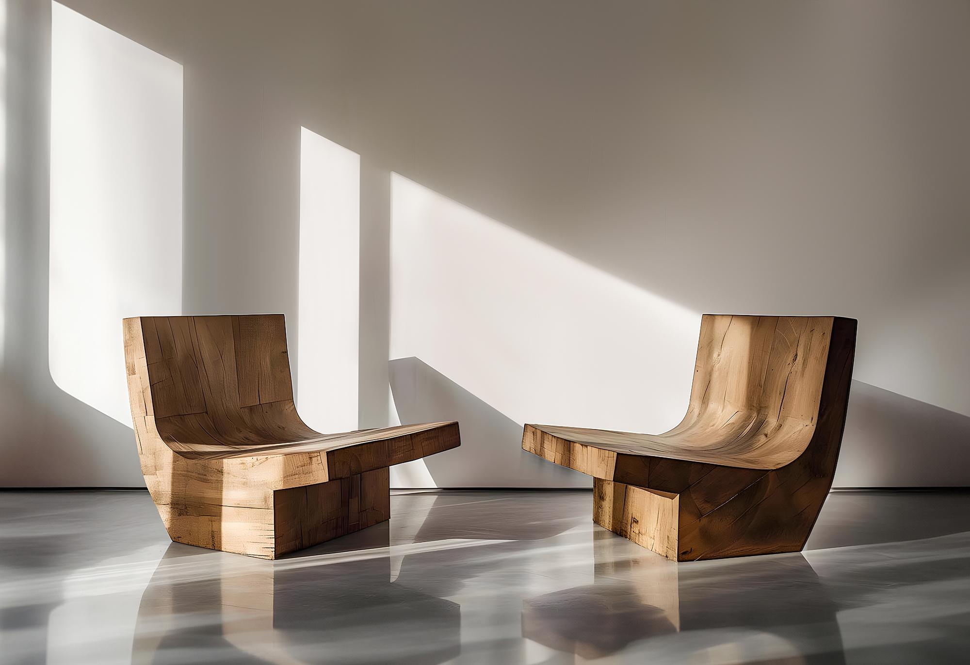 Moderner Stuhl aus massiver Eiche in skulpturaler Form, gedeckt, Joel Escalona N01 (Mexikanisch) im Angebot