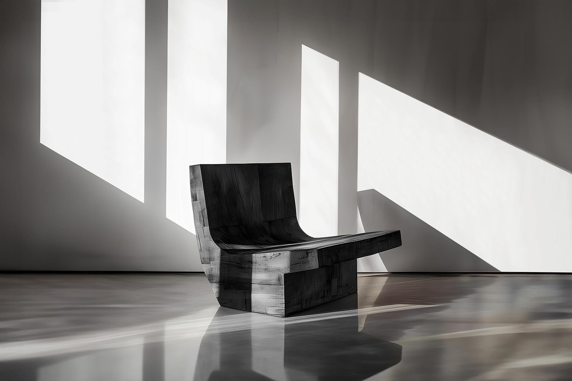 Moderner Stuhl aus massiver Eiche in skulpturaler Form, gedeckt, Joel Escalona N01 im Angebot 1