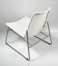 Modern Chair with Chromed Frame and Faux Wicker Seat