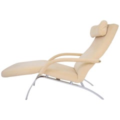 Modern Chaise Lounge in Microfiber and Chrome by Design Institute of America