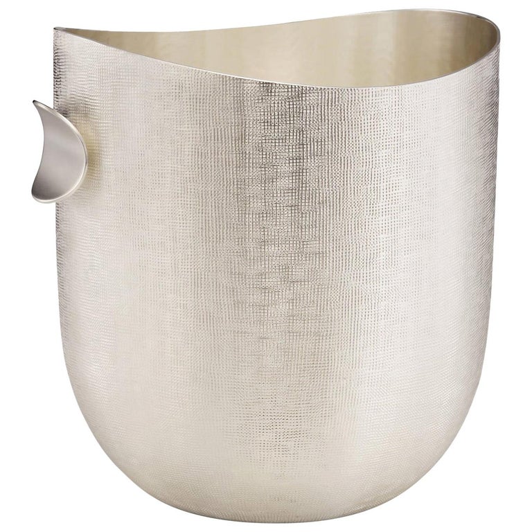 Modern Champagne Bucket, Silver Plated at 1stDibs