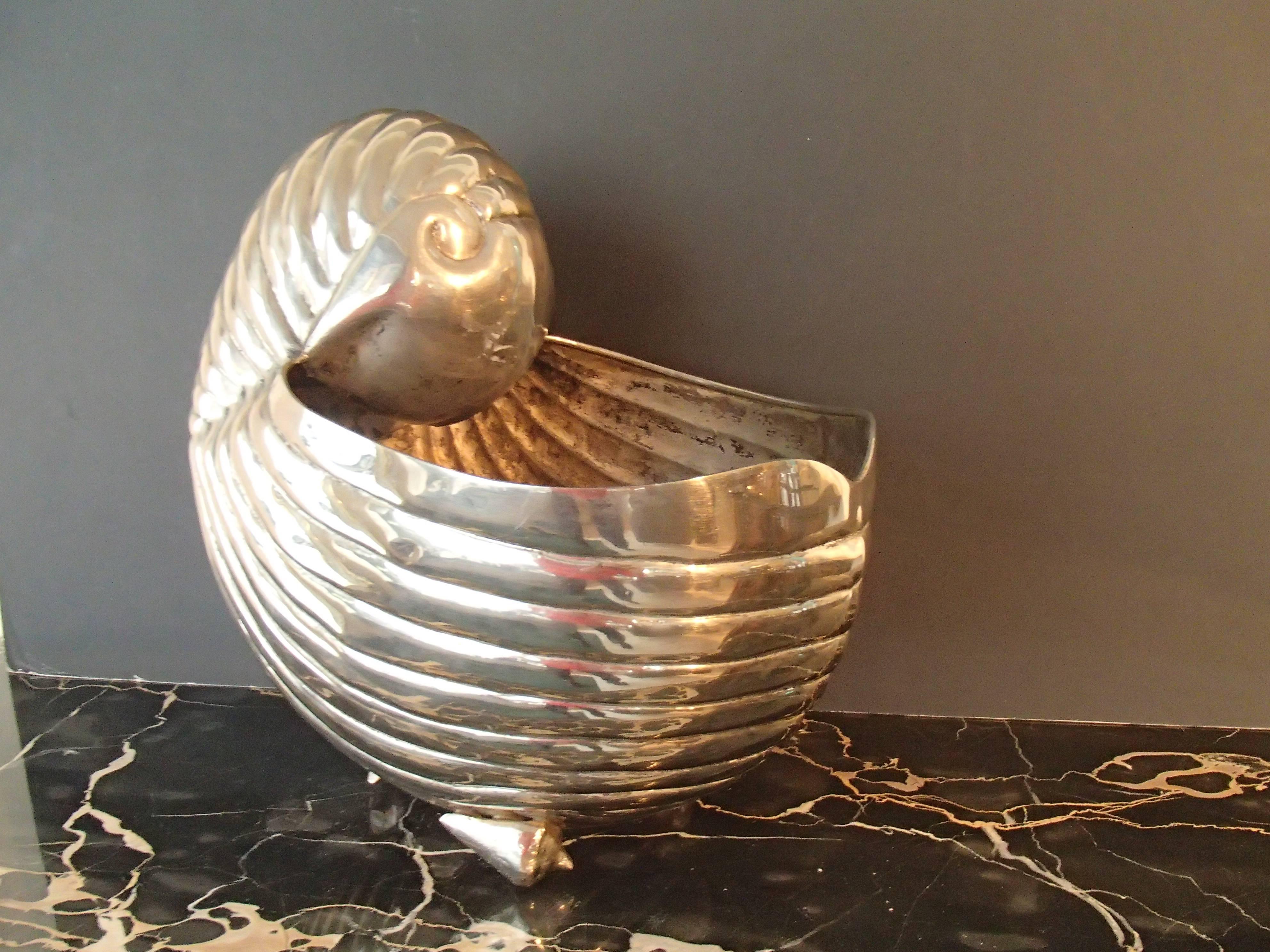 Metalwork Modern Champagne or Vine Cooler like a Shell Seen in 