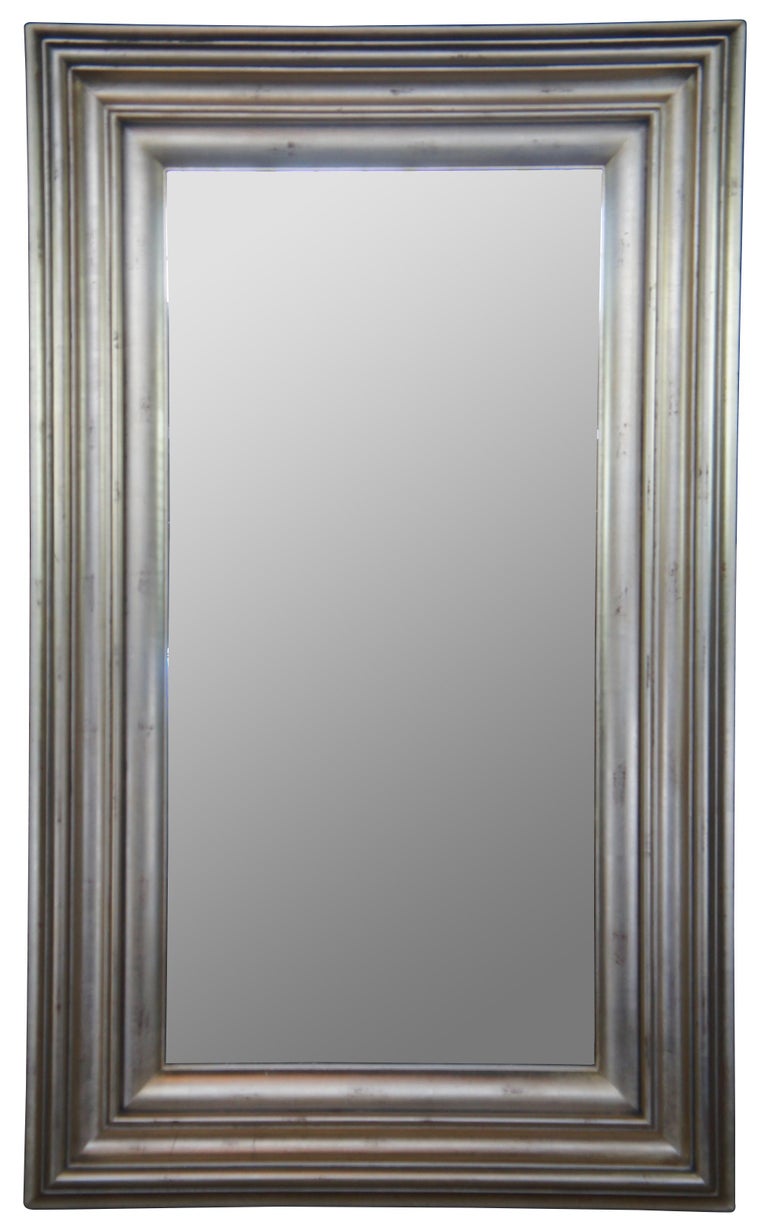Modern Champagne Rectangular Floor Wall Dressing or Overmantel Mirror In Good Condition For Sale In Dayton, OH