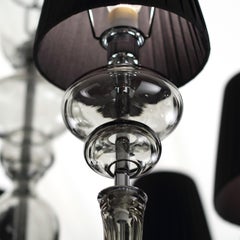 Lampadario moderno 24 luci con paralume in vetro di Murano grigio, Palladium di Multiforme