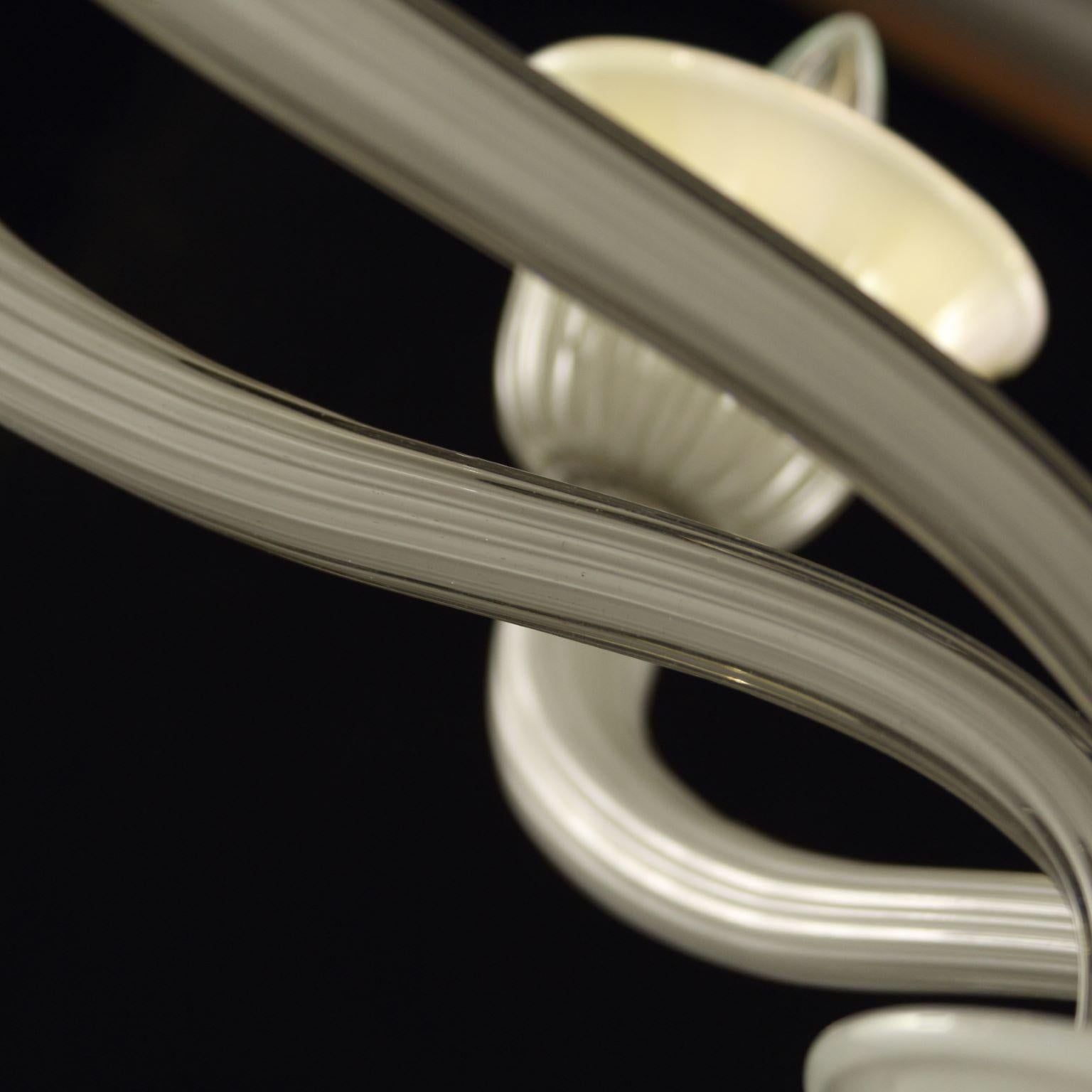 Other Modern Chandelier 8 Lights light grey encased Murano Glass by Multiforme For Sale