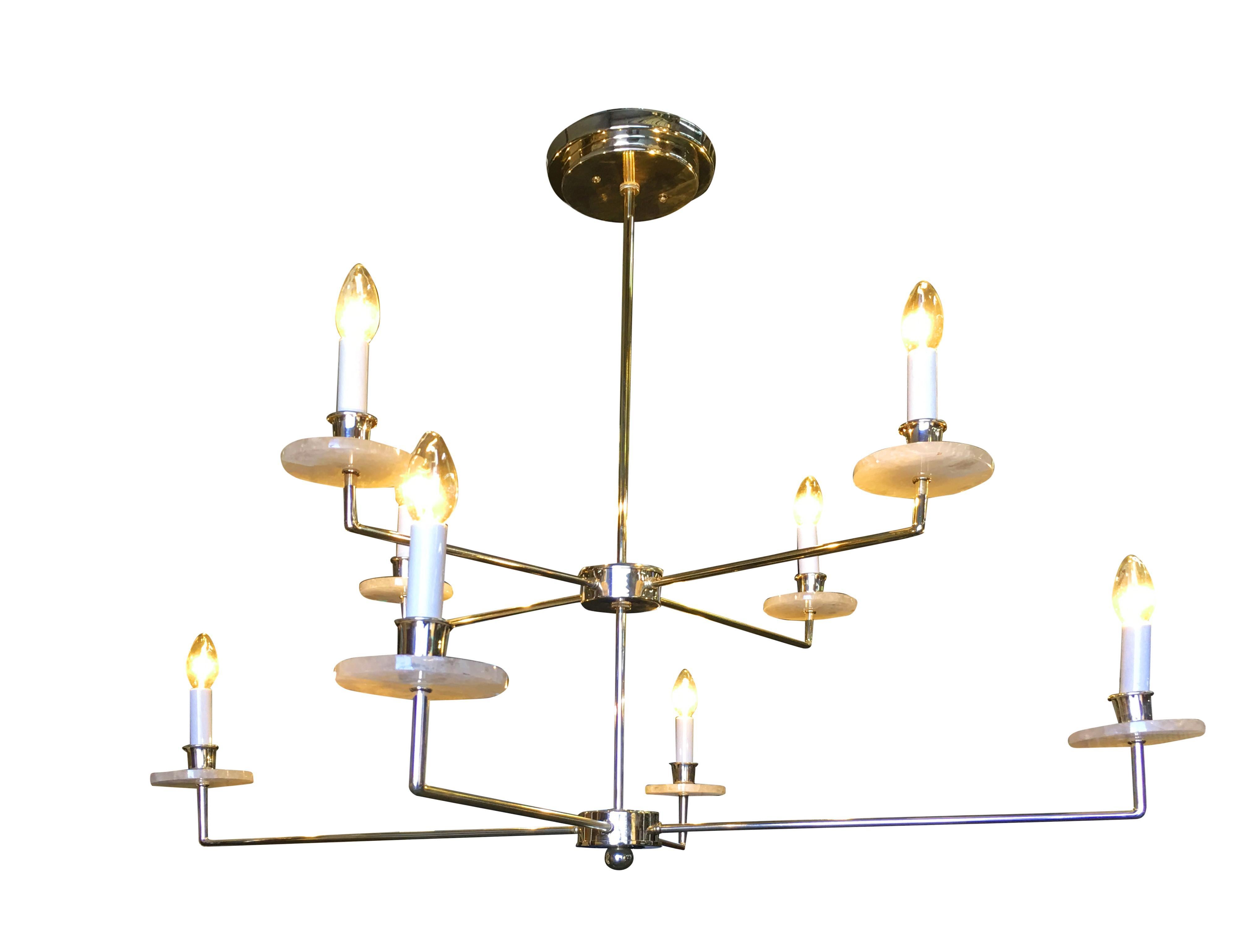 Modern chrome chandelier featuring an 8-light 