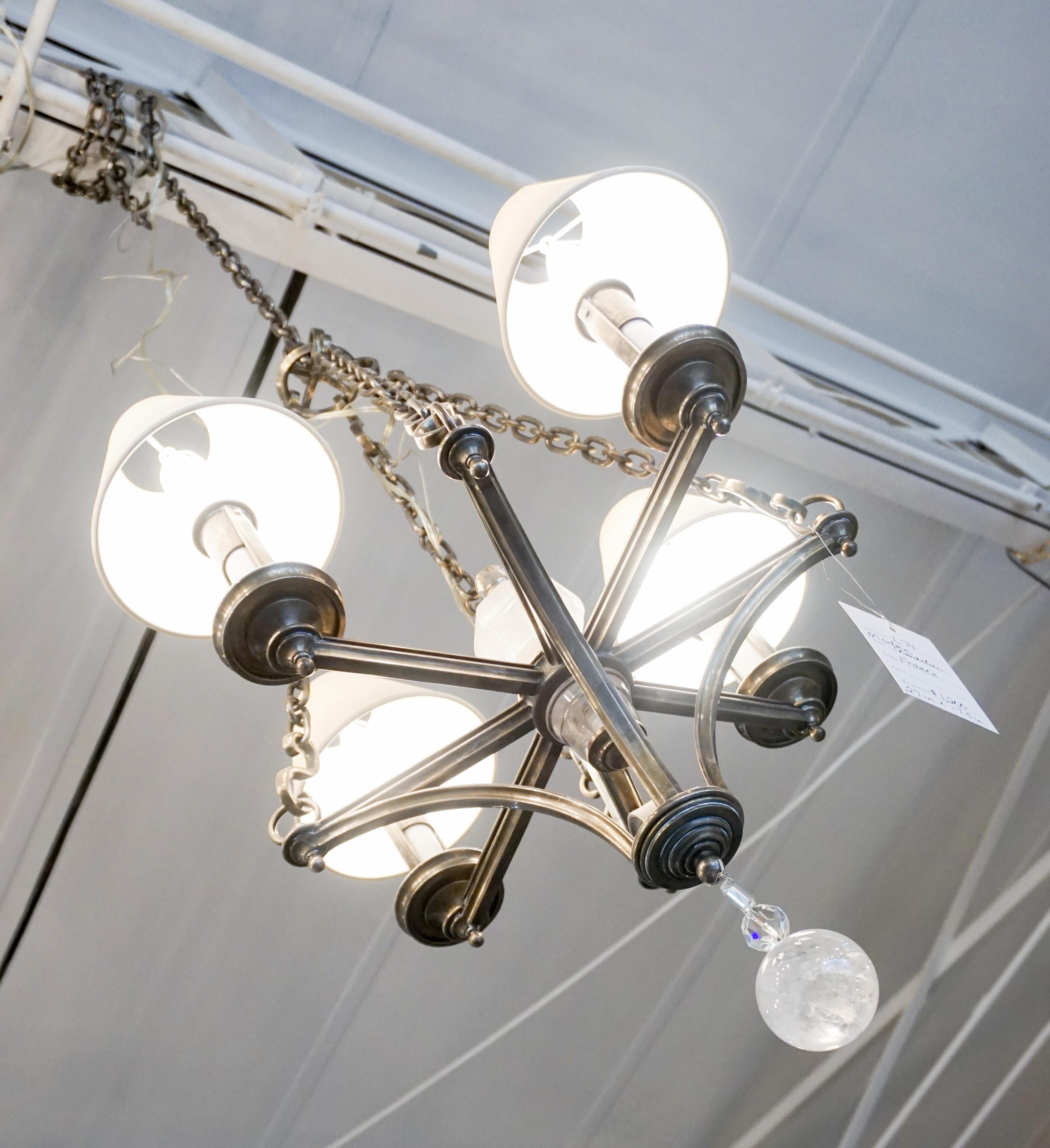 This modern chandelier originates from France. Measurements: 32'' H x 16'' W.