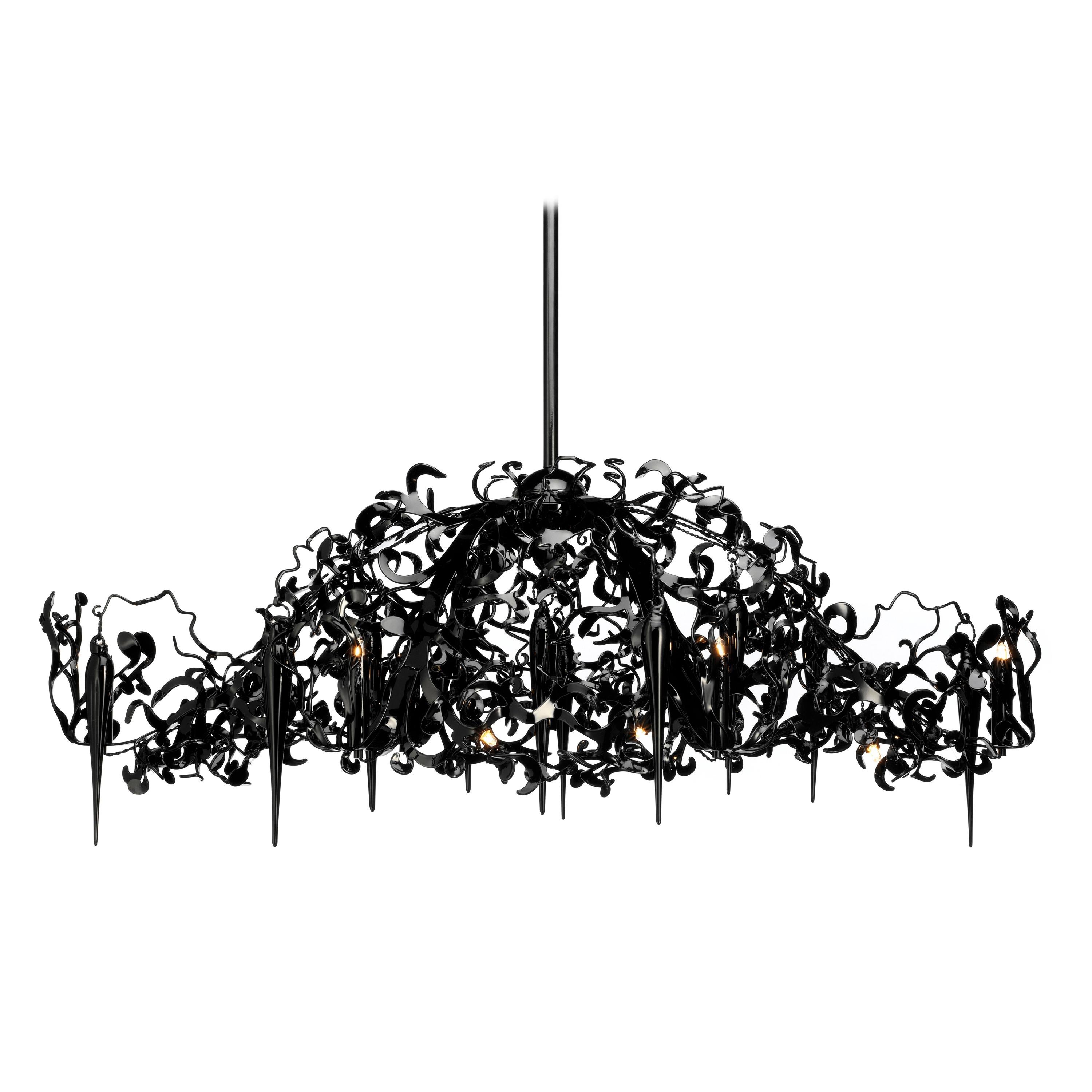 Modern Chandelier in a Black Finish, Flower Power Collection, by Brand Van