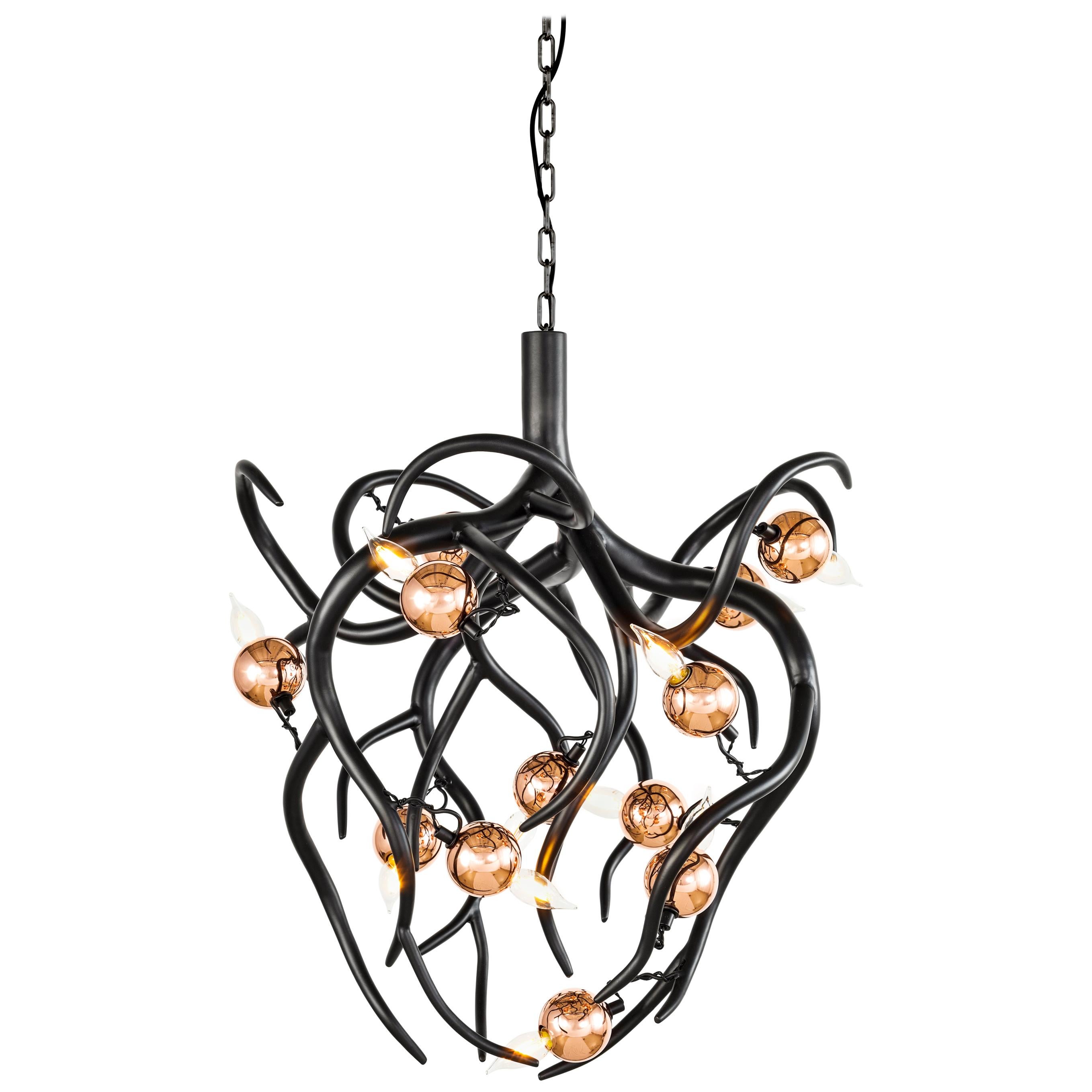 Modern Chandelier in a Black Matt Finish, Eve Collection, by Brand Van Egmond For Sale