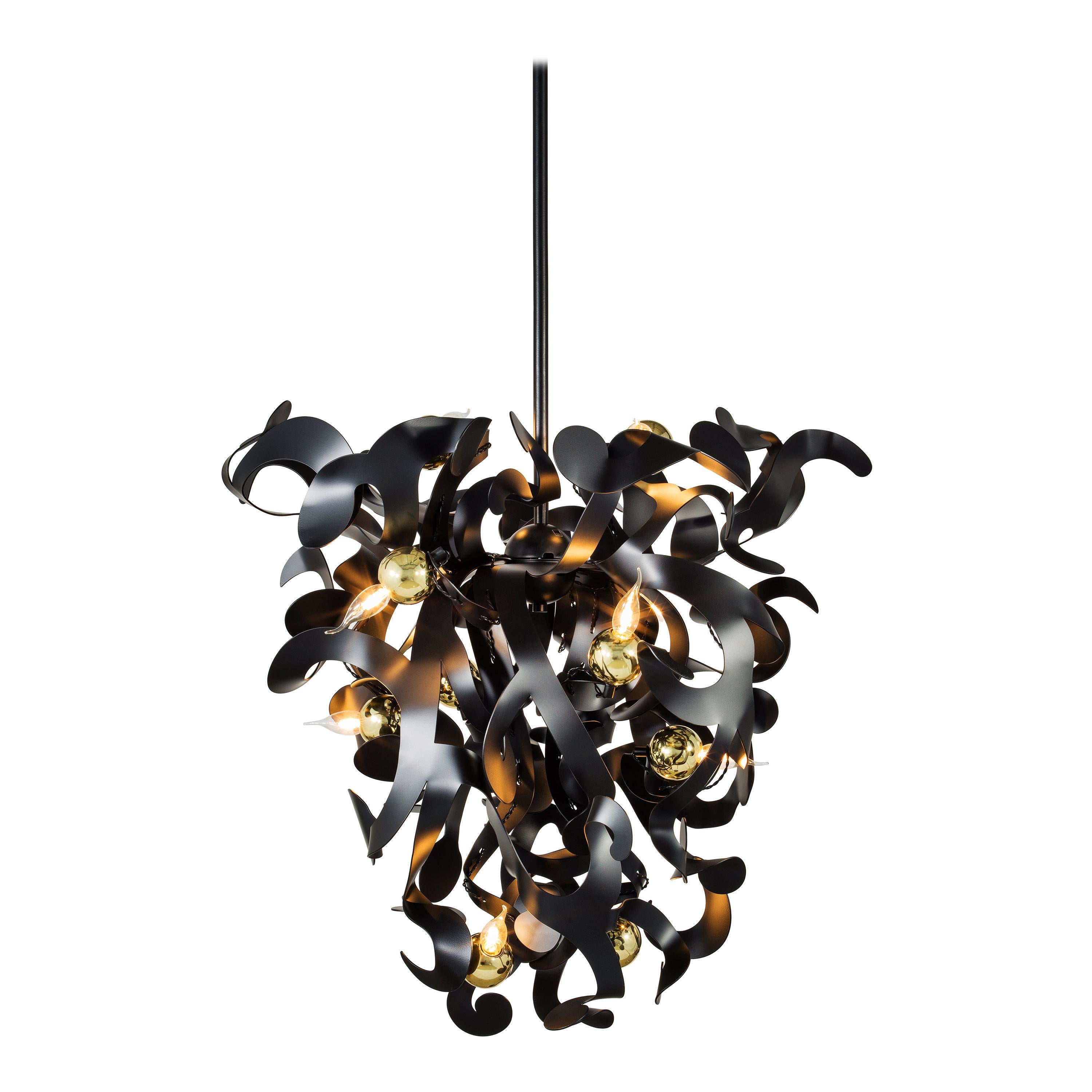 Modern Chandelier in a Black Matt Finish, Kelp Collection, by Brand van Egmond For Sale