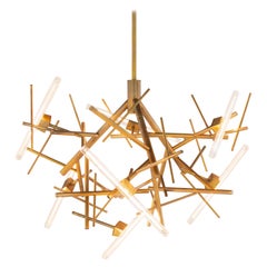 Modern Chandelier in Brass Burnished, Linea Collection by Brand van Egmond