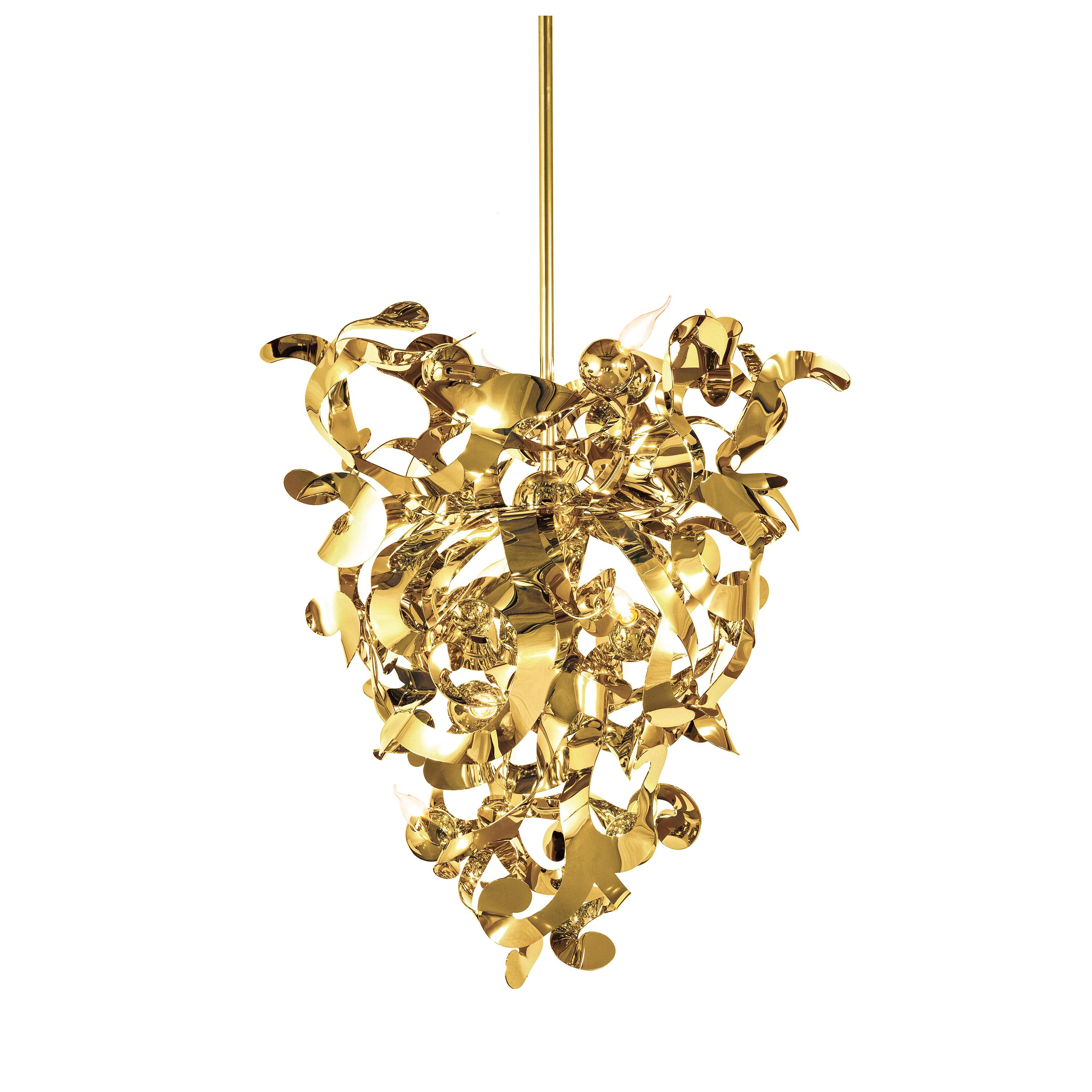 Modern Chandelier in a Brass Finish, Kelp Collection, by Brand van Egmond