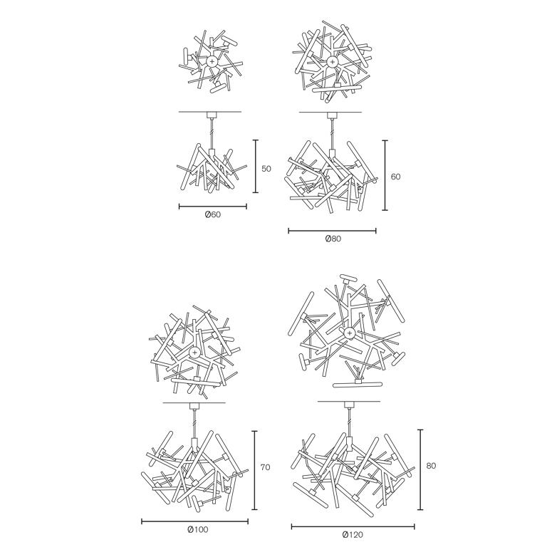 Modern Chandelier, Brass Finish, Linea Collection 110-120 voltage en Nuevo estado para la venta en Naarden, NL