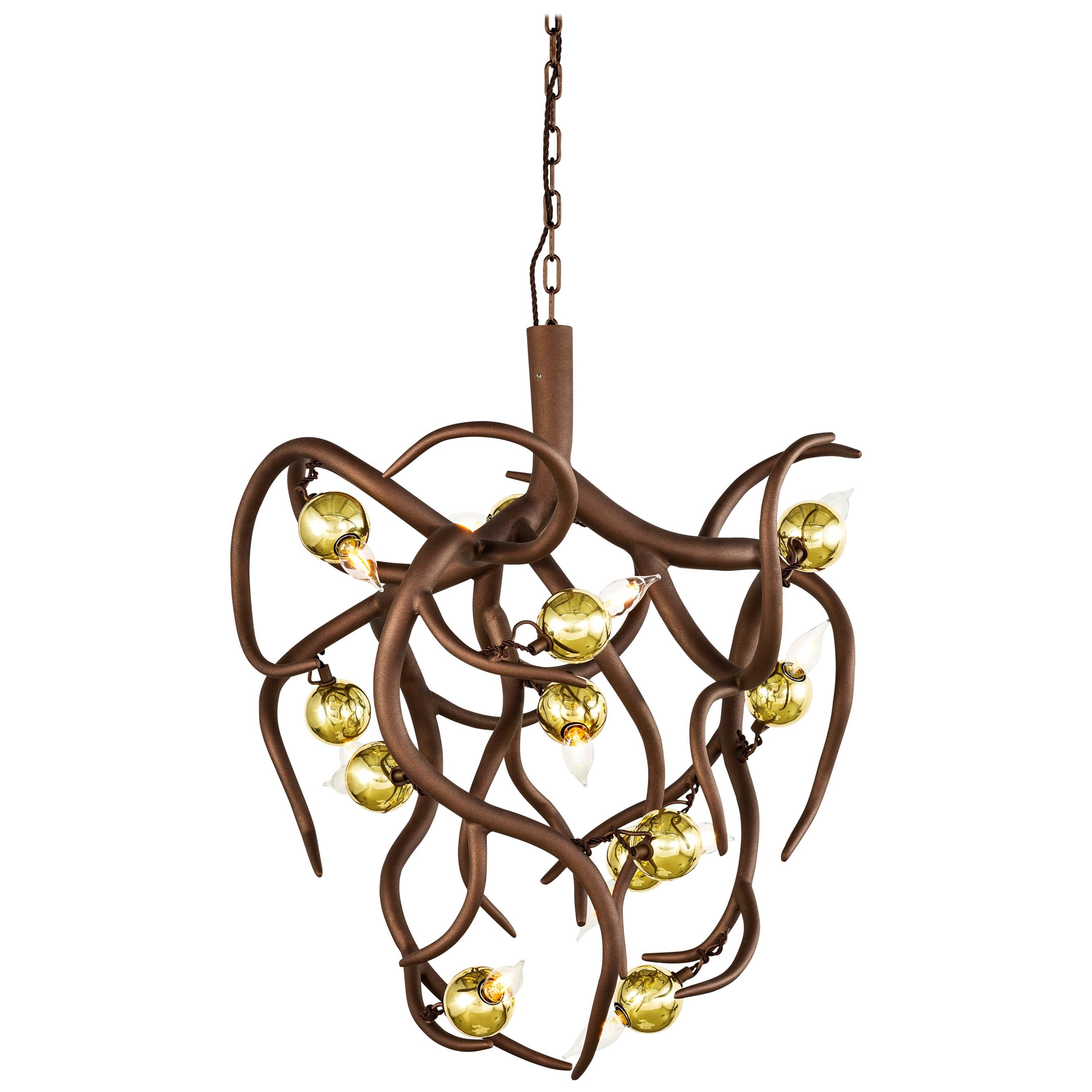 Modern Chandelier in a Bronze Finish, Eve Collection, by Brand van Egmond For Sale