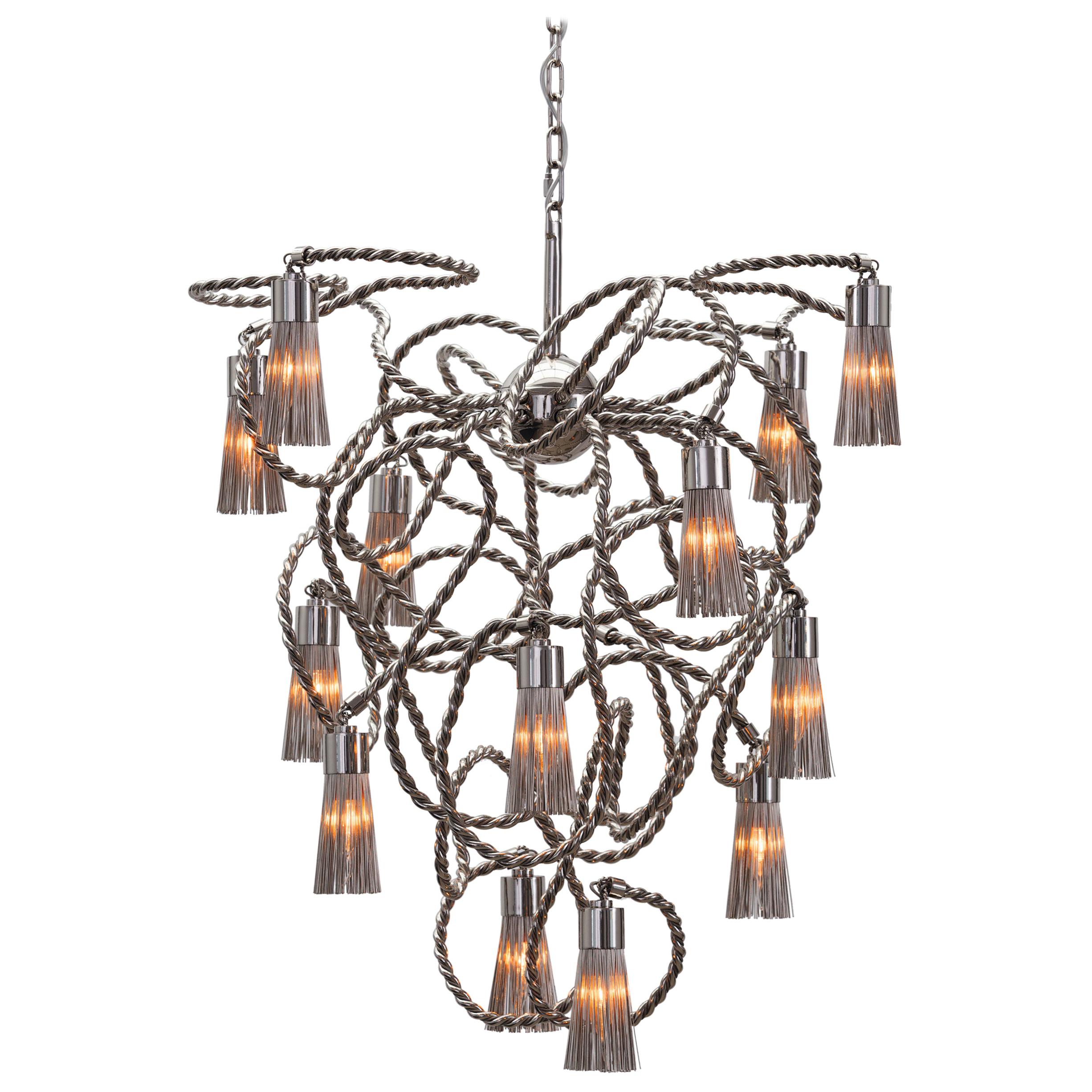 Modern Chandelier in a Conical Shape in a Nickel Finish, Sultans of Swing