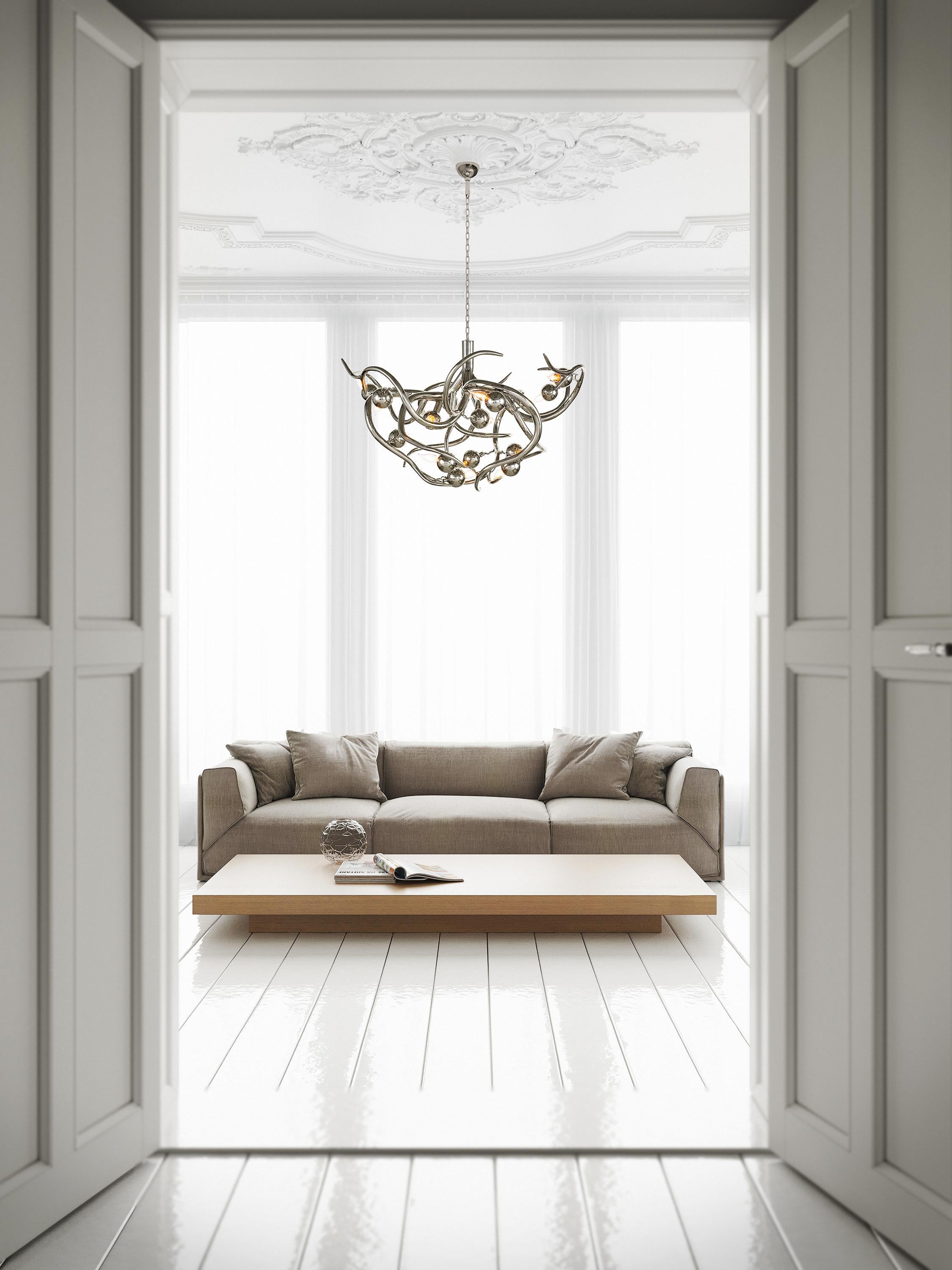 Dutch Modern Chandelier in a Nickel Finish - Eve Collection, by Brand van Egmond   For Sale
