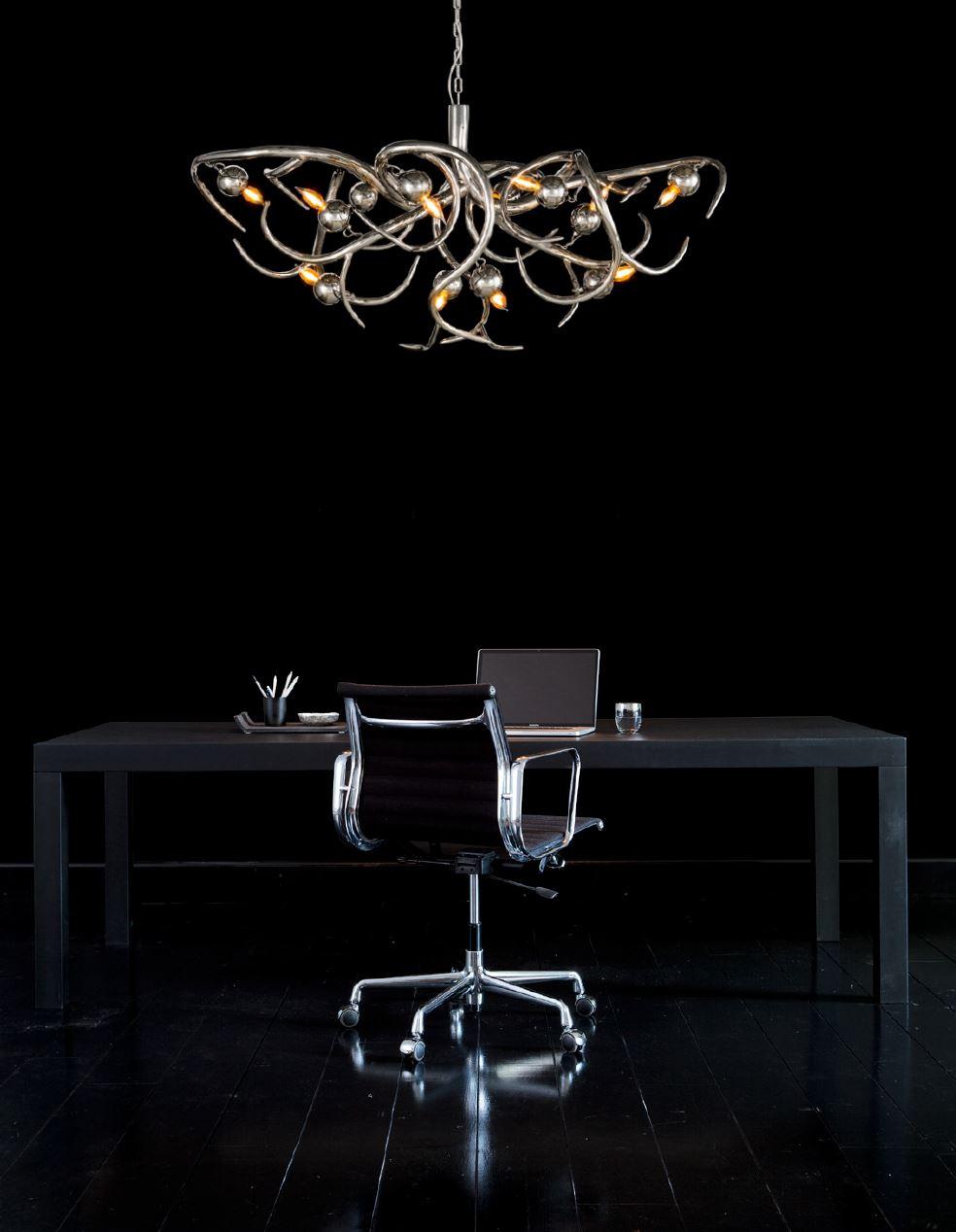 Hand-Crafted Modern Chandelier in a Nickel Finish, Eve Collection, by Brand Van Egmond For Sale