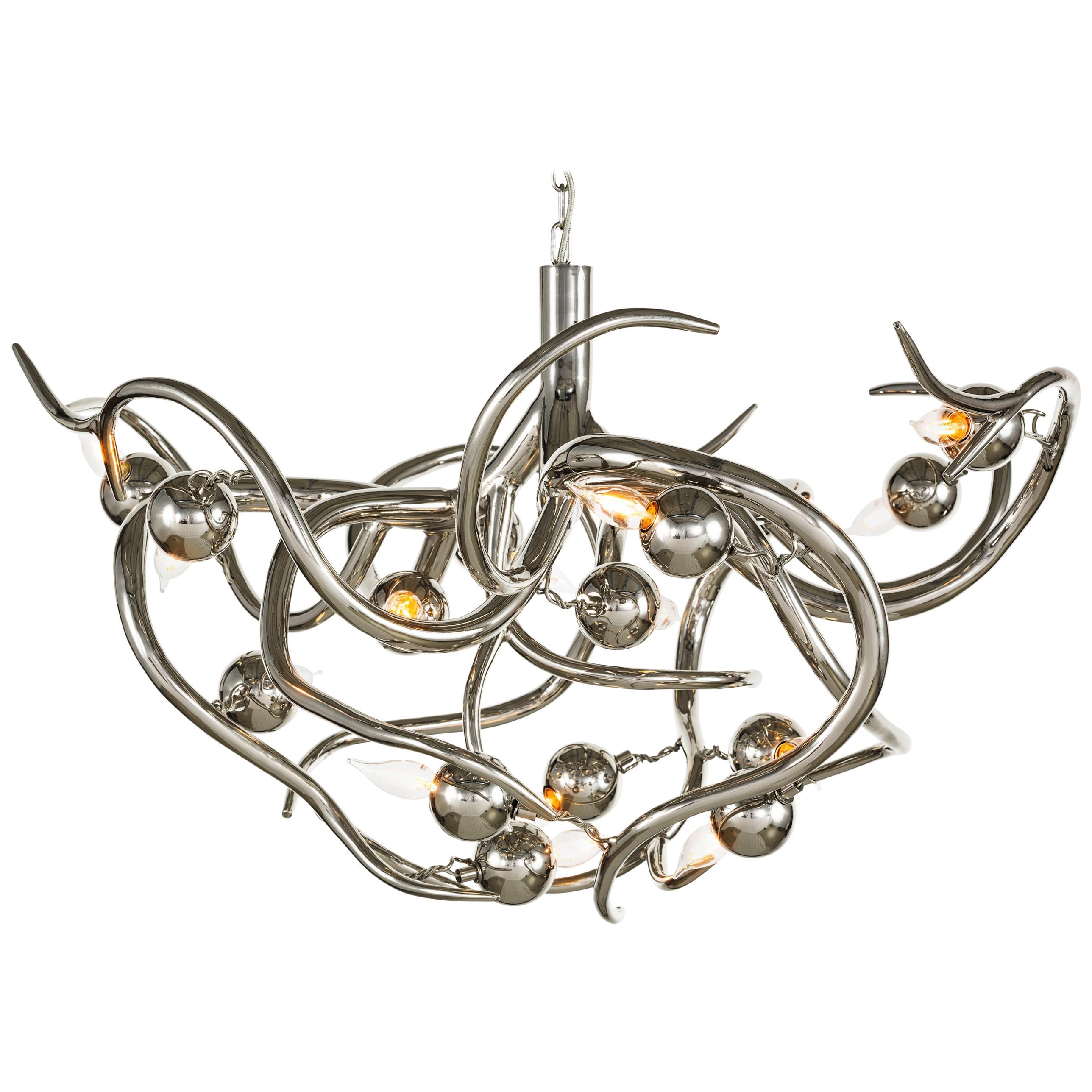 Modern Chandelier in a Nickel Finish - Eve Collection, by Brand van Egmond   For Sale
