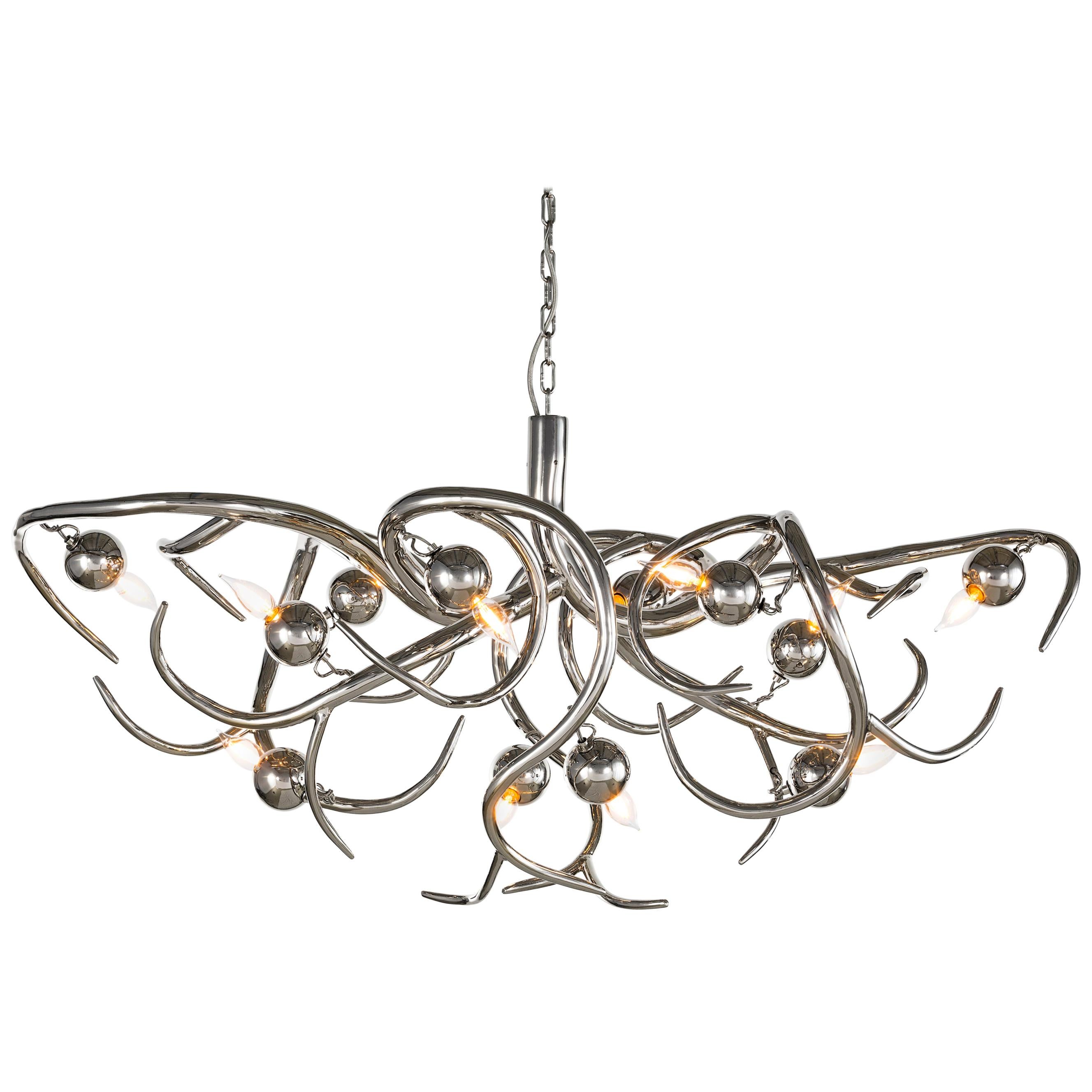 Modern Chandelier in a Nickel Finish, Eve Collection, by Brand Van Egmond For Sale