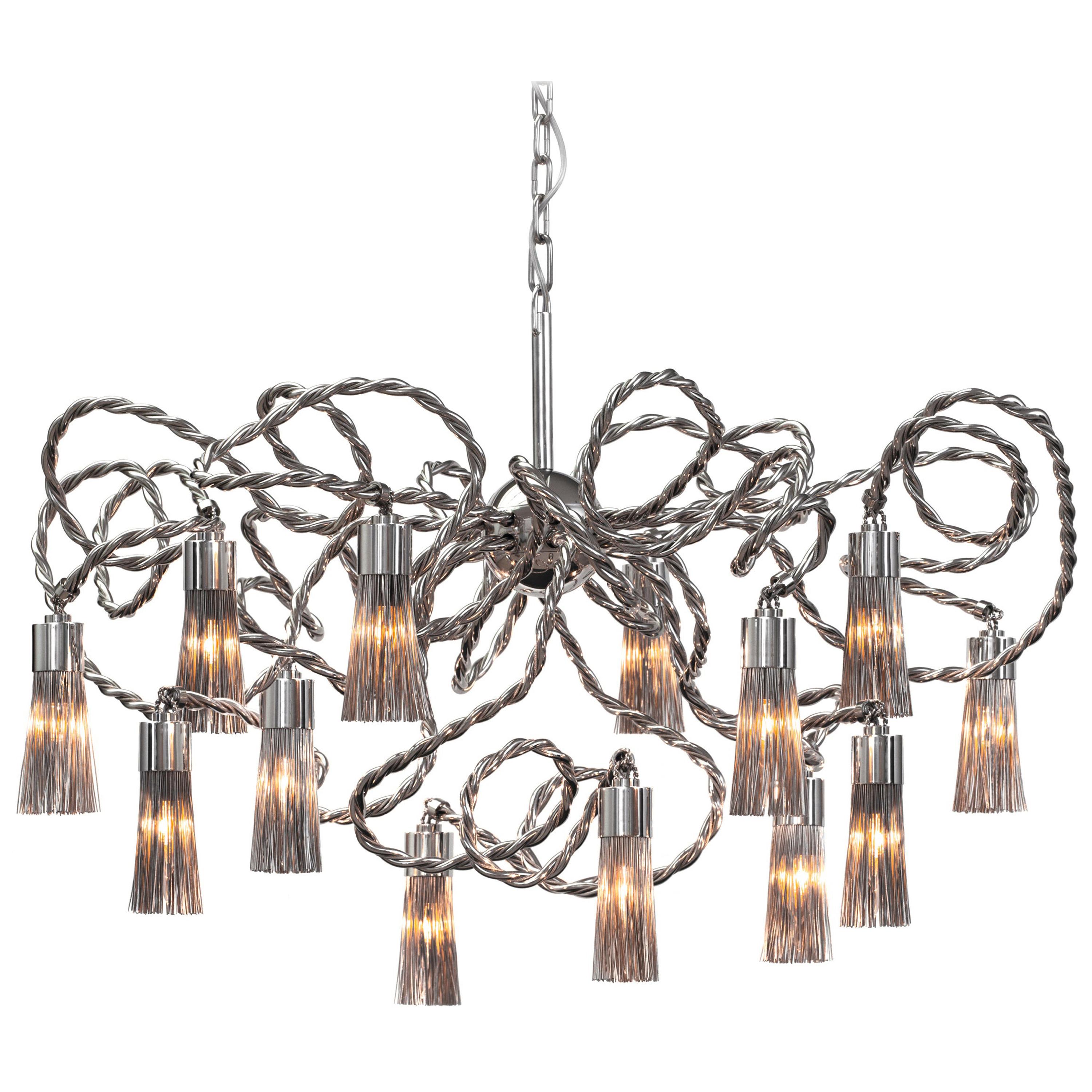 Modern Chandelier in a Nickel Finish, Sultans of Swing Collection, by Brand For Sale