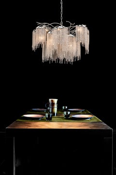 Lustre moderne en finition nickel avec cristaux, collection Victoria