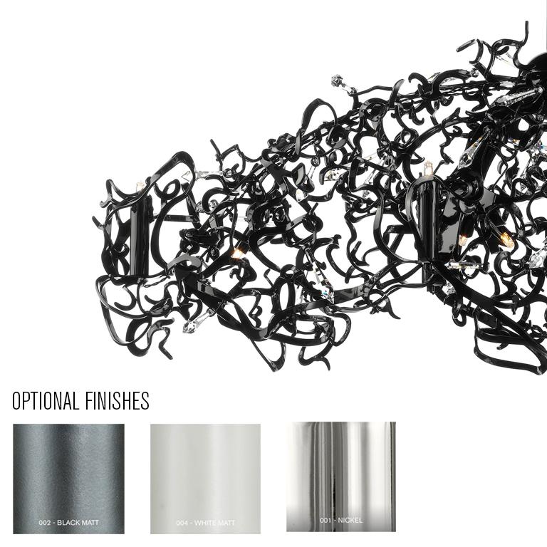 Olandese Lampadario moderno di forma ovale e con finitura nera, collezione Icy Lady in vendita