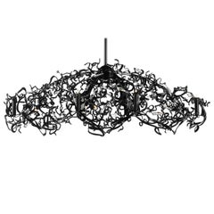 Modern Chandelier in an Oval Shape and in a Black Finish, Icy Lady Collection