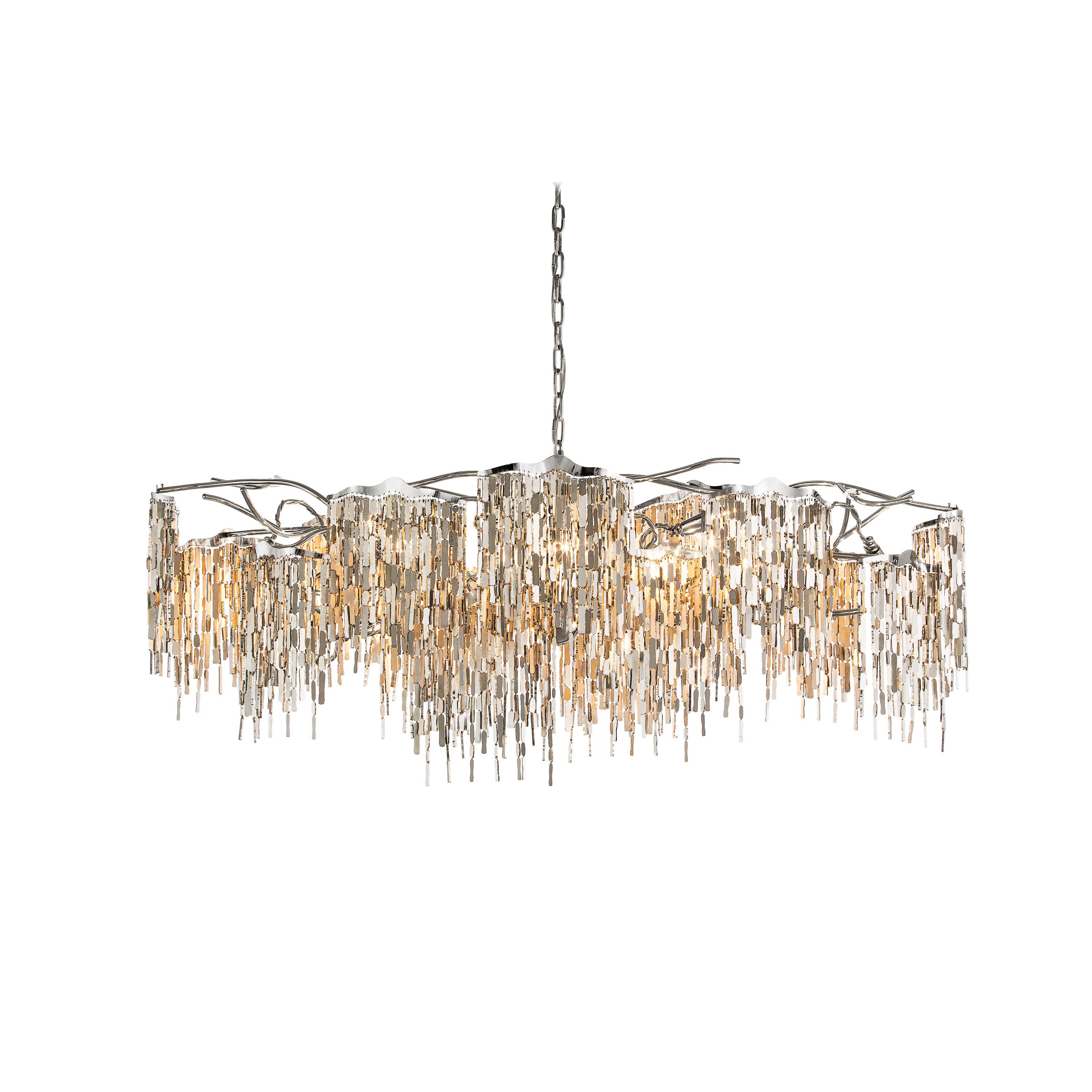 Lampadario moderno di forma ovale e con finitura in nichel, Collezione Arthur