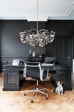 Moderner moderner Kronleuchter in ovaler Form und in Nickel-Finish, Delphinium