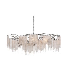 Modern Chandelier in an Oval Shape and in a Nickel Finish with Crystals