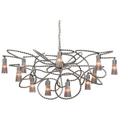 Modern Chandelier in an Oval Shape in a Nickel Finish, Sultans of Swing