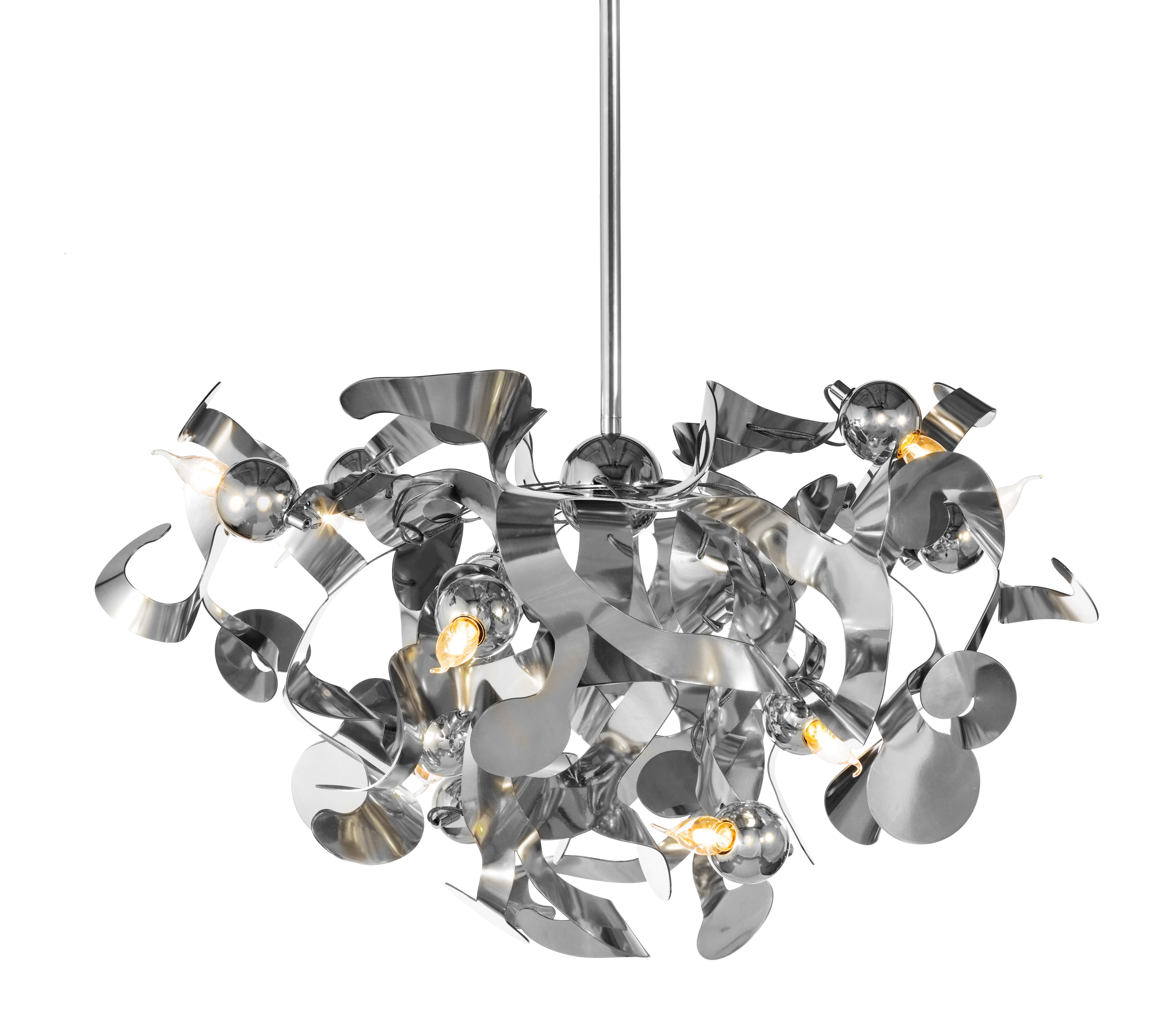 Modern Chandelier in Stainless Steel, Kelp Collection, by Brand van Egmond In New Condition For Sale In Naarden, NL