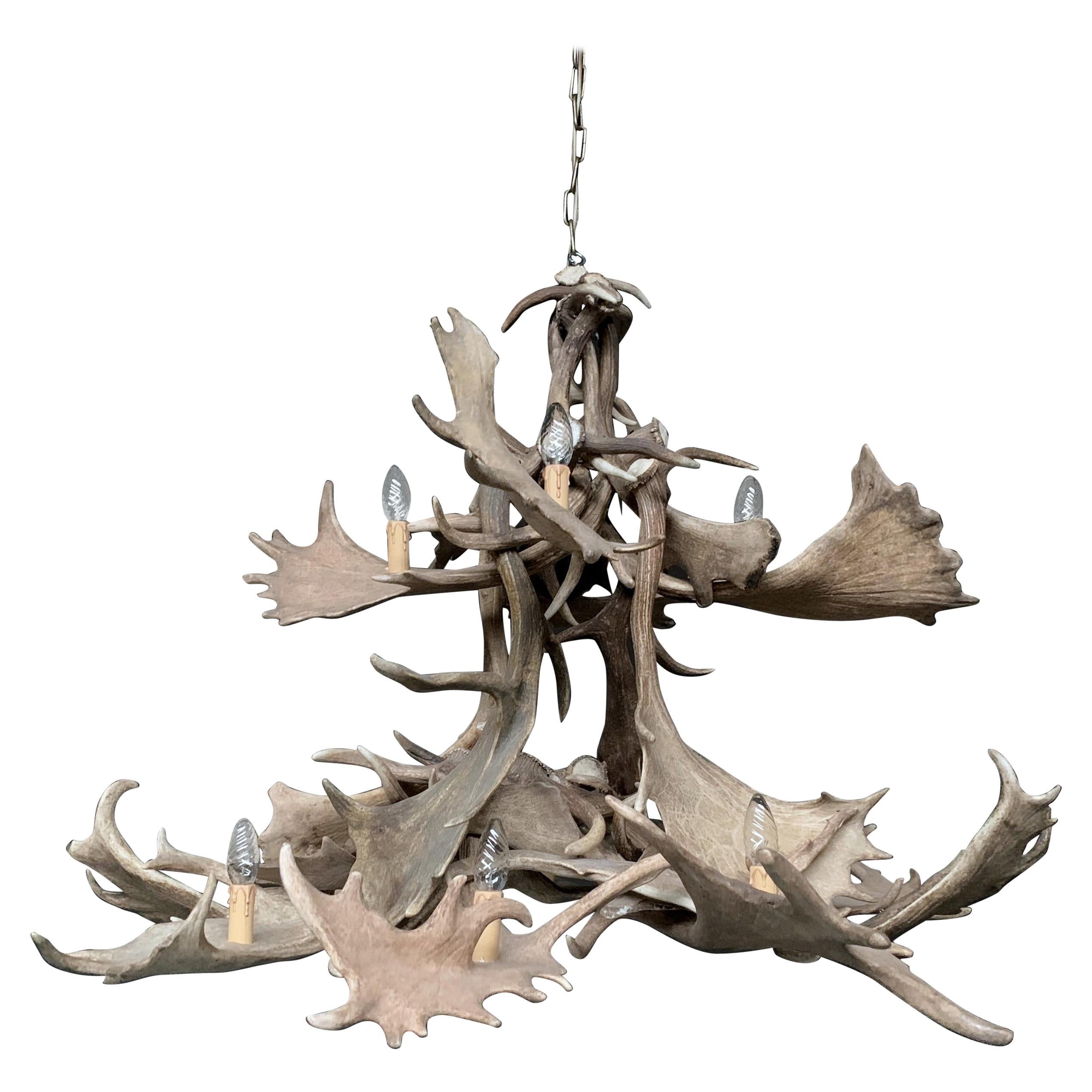 Modern Chandelier Made of Fallow Deer Antlers